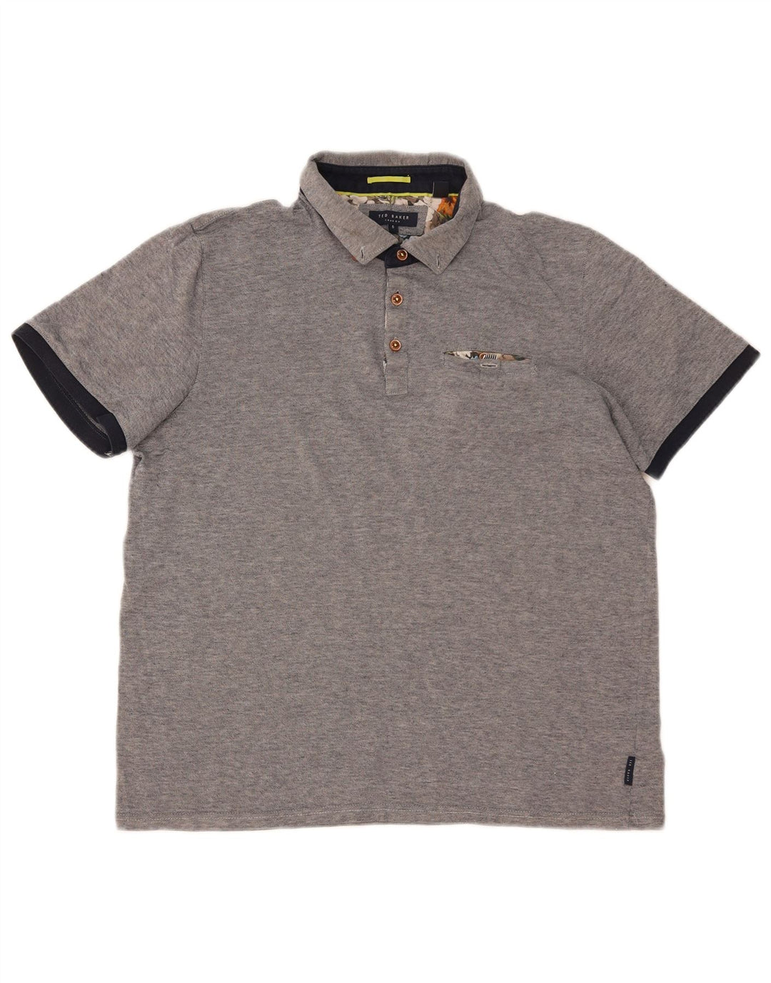 TED BAKER Herren-Poloshirt, Größe 5, XL, graue Baumwolle