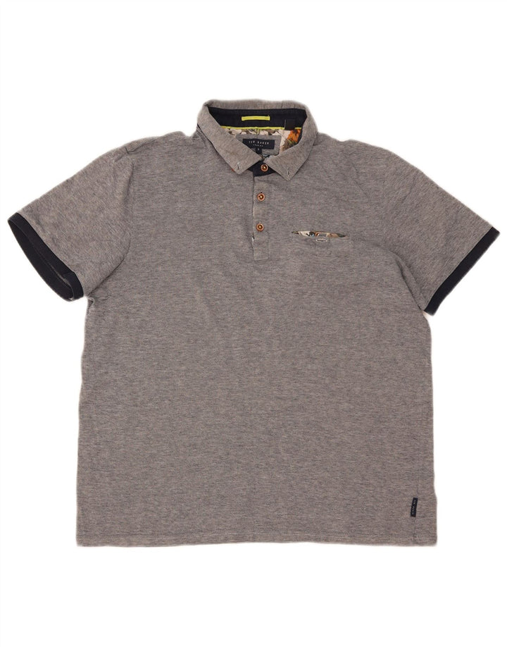 TED BAKER Herren-Poloshirt, Größe 5, XL, graue Baumwolle
