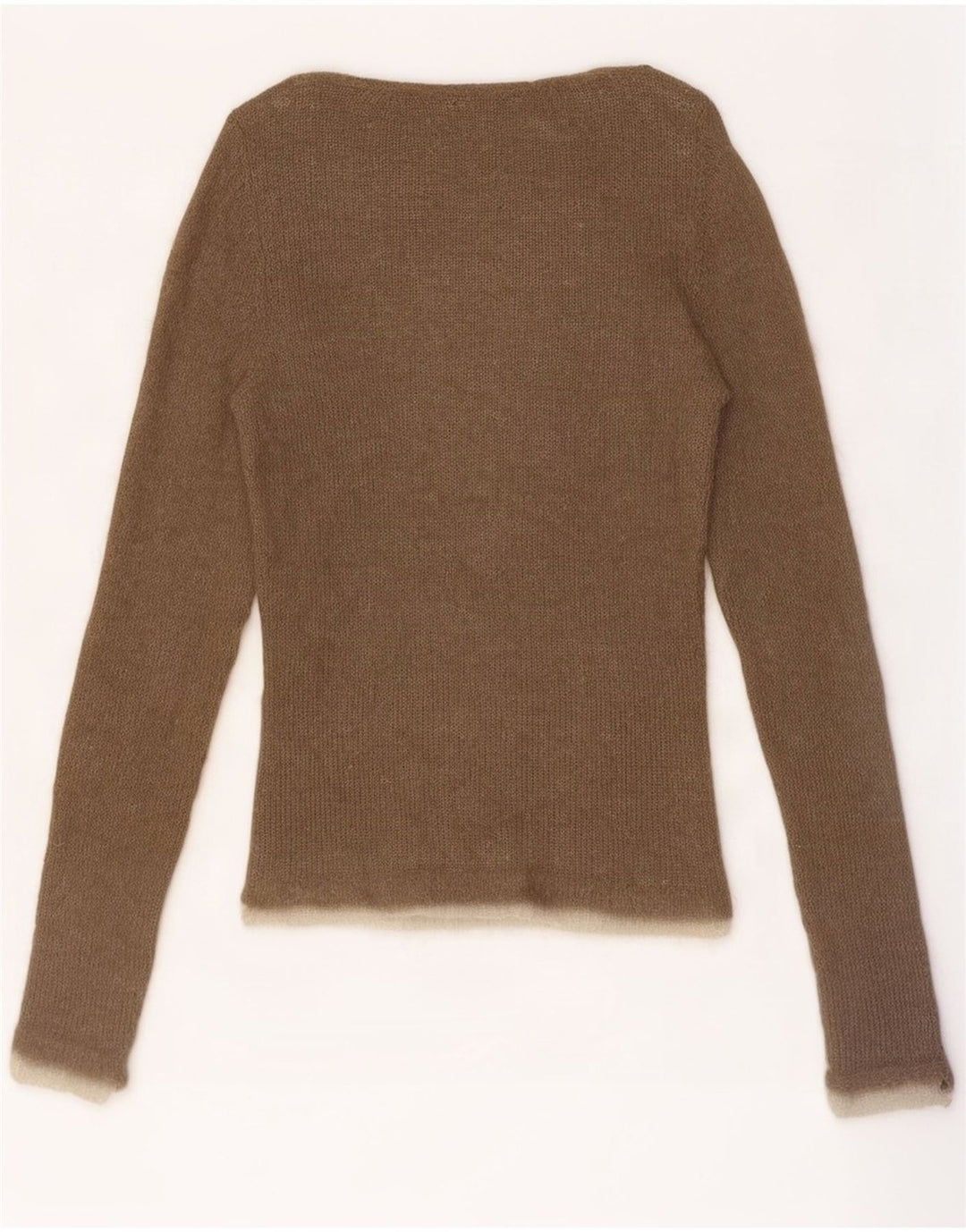 Vintage Damen Pullover mit U-Boot-Ausschnitt, Gr. 8, Klein, Braun