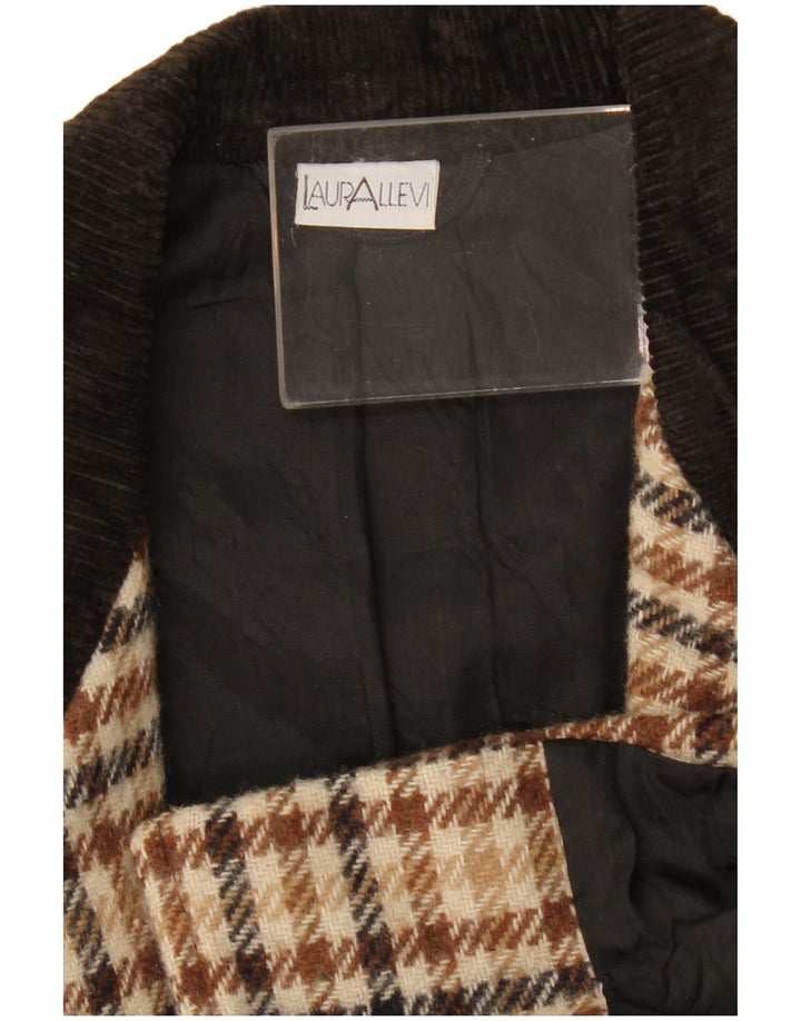 Vintage Damen 2-Knopf-Blazerjacke UK 14 Medium Beige Houndstooth