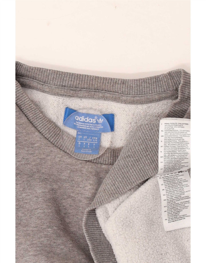 Adidas Herren-Sweatshirt-Pullover, große, grau gefleckte Baumwolle