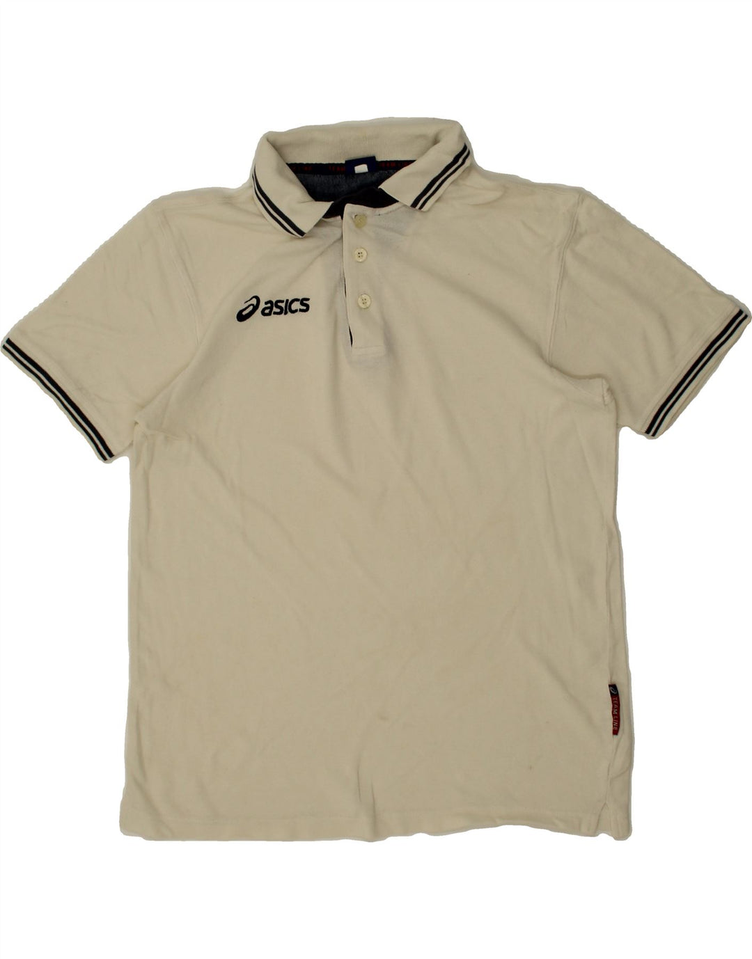 ASICS Mens Polo Shirt Large Off White Vintage Asics and Second-Hand Asics from Messina Hembry 