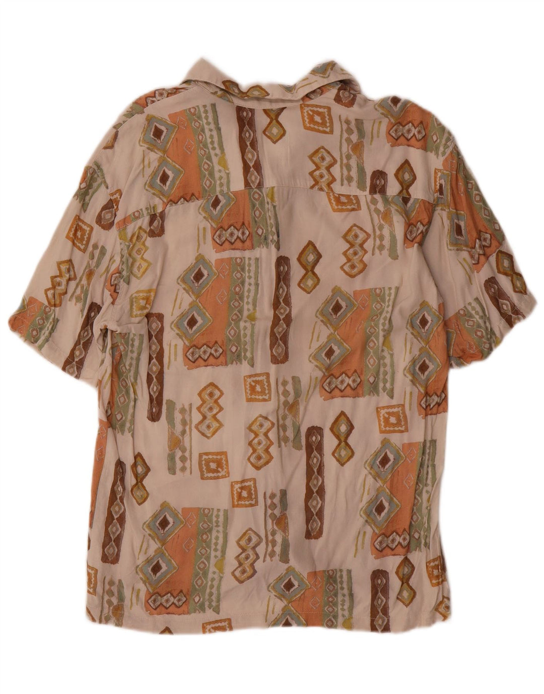 Pull & Bear Herren Kurzarmhemd XS Beige Geometrisch