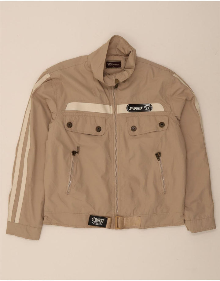 WINNER Mens Graphic Bomber Jacket UK 42 XL Beige Polyester Vintage Winner and Second-Hand Winner from Messina Hembry 