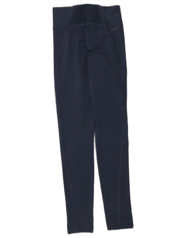 Adidas Damen Climalite Leggings UK 4/6 XS Blau Polyester