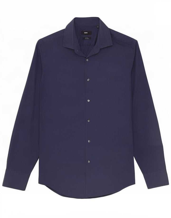 Hugo Boss Herren Slim Fit Hemd Größe 40 15 3/4 Mittel Marineblau