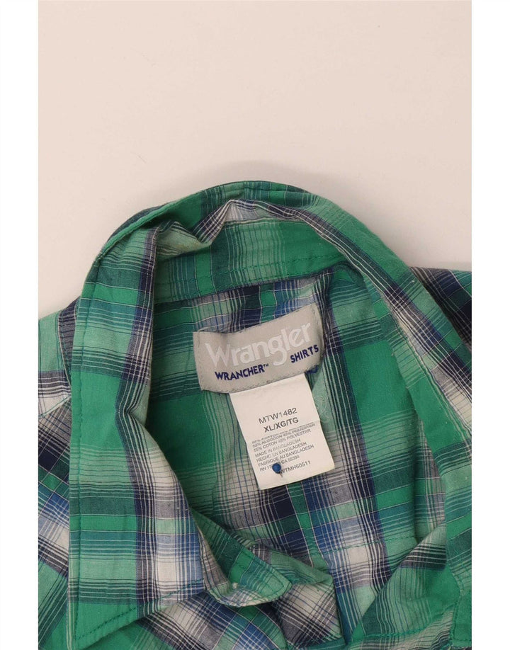 Wrangler Herren Kurzarmhemd XL grün kariert Baumwolle