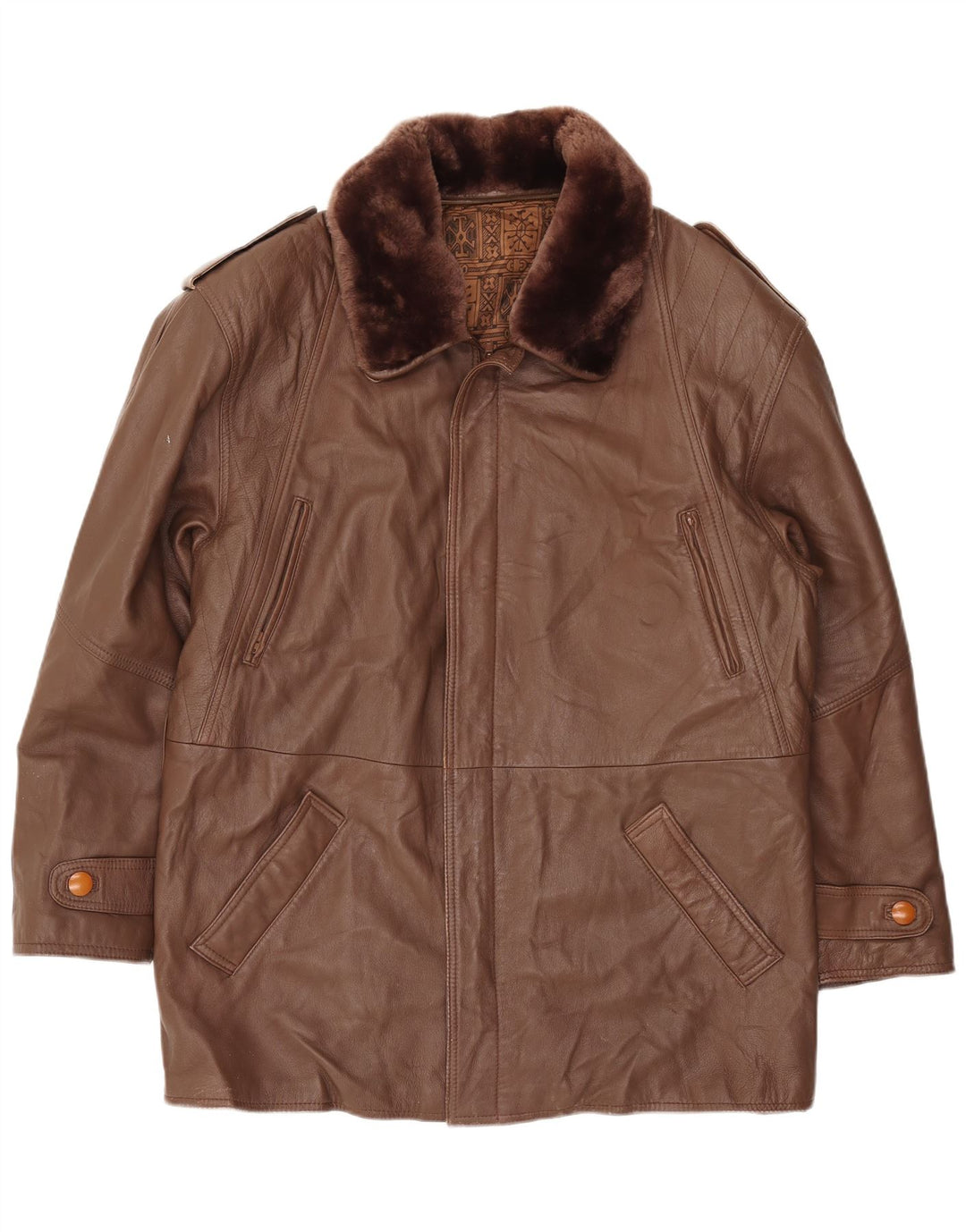 Vintage Herren Lederjacke IT 52 XL Braunes Leder