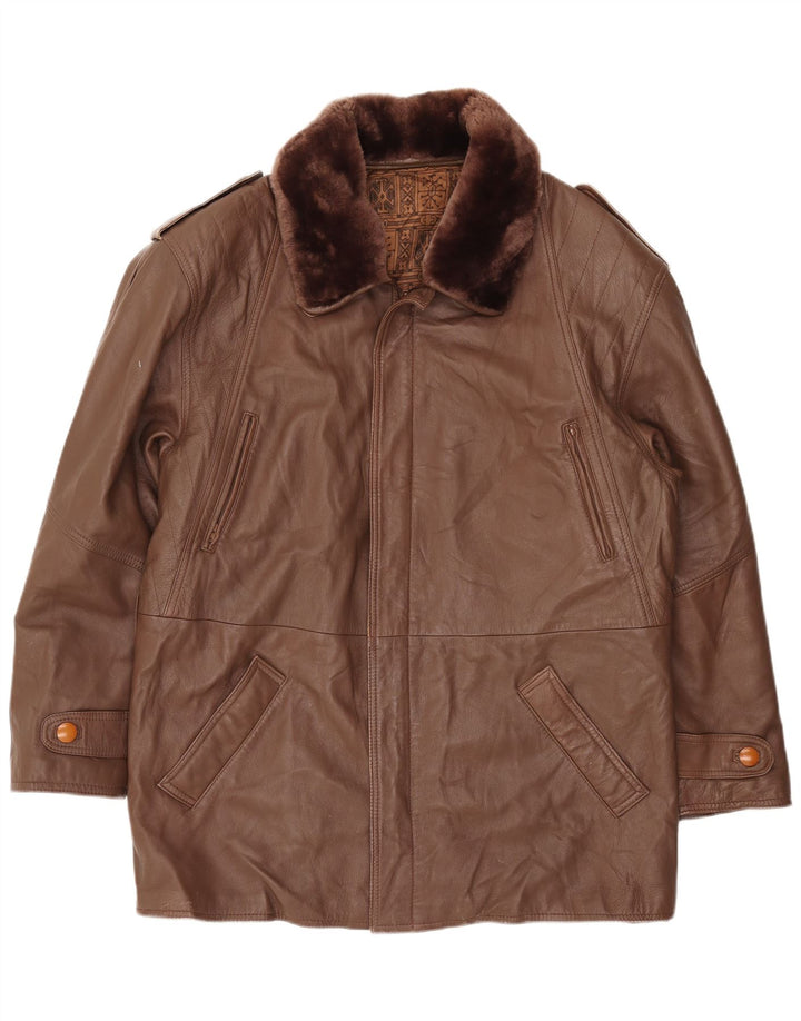 Vintage Herren Lederjacke IT 52 XL Braunes Leder