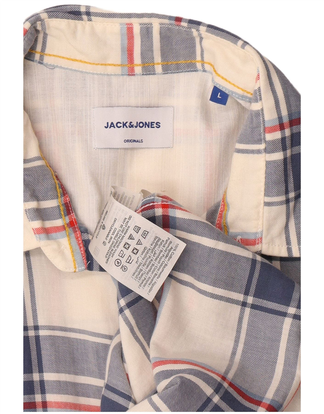 Jack & Jones Herren-Kurzarmhemd, groß, blau kariert, Baumwolle
