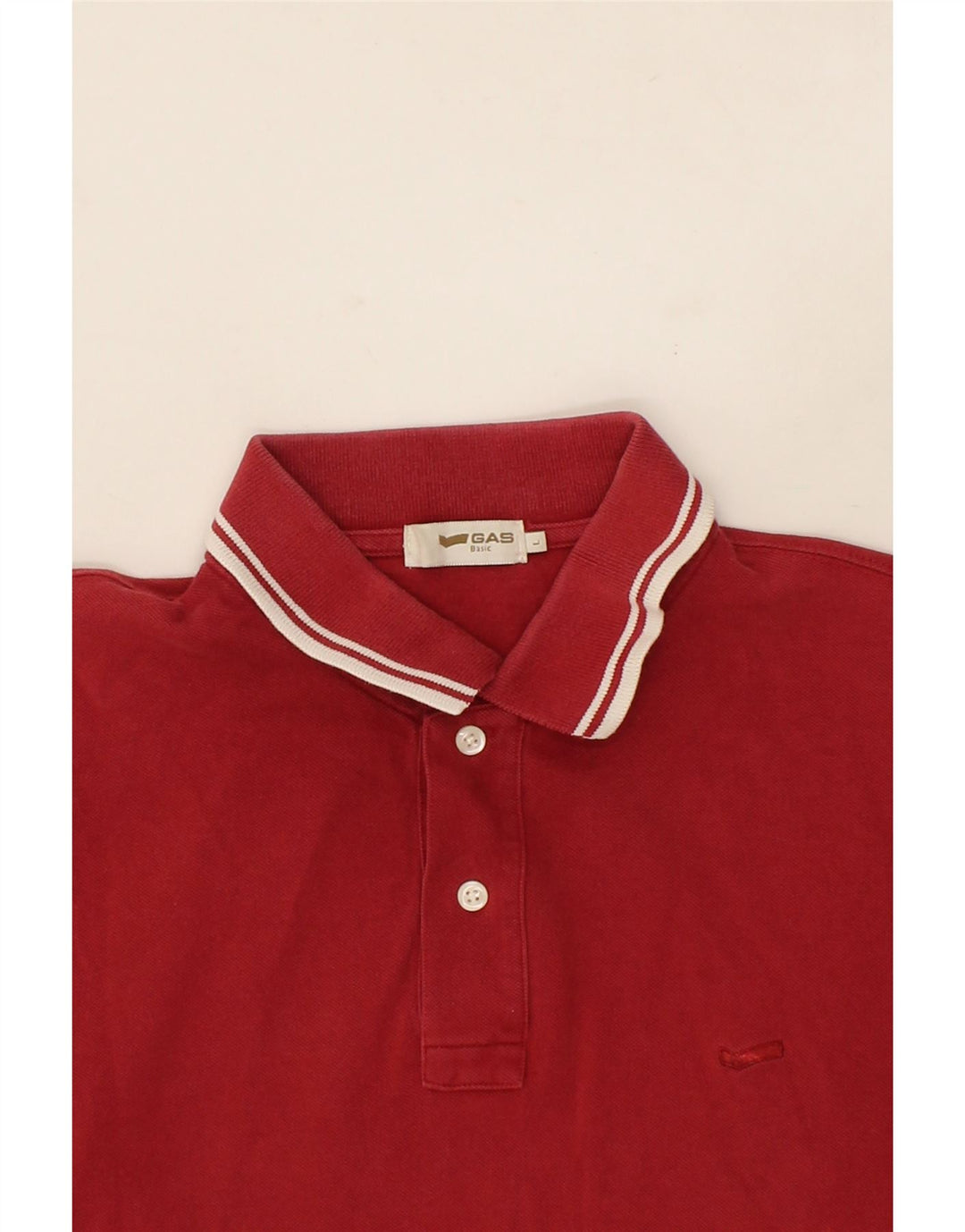 GAS Mens Polo Shirt Large Red Cotton Vintage Gas and Second-Hand Gas from Messina Hembry 