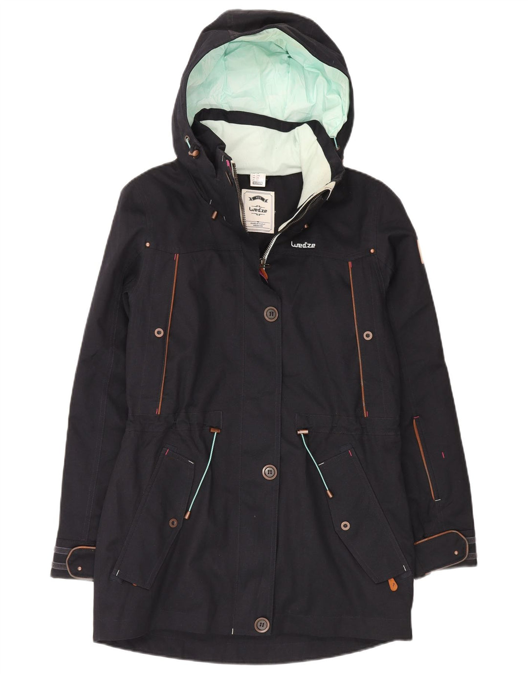 DECATHLON Damen Wedze Kapuzenparkajacke EU 36 Small Marineblau Polyester