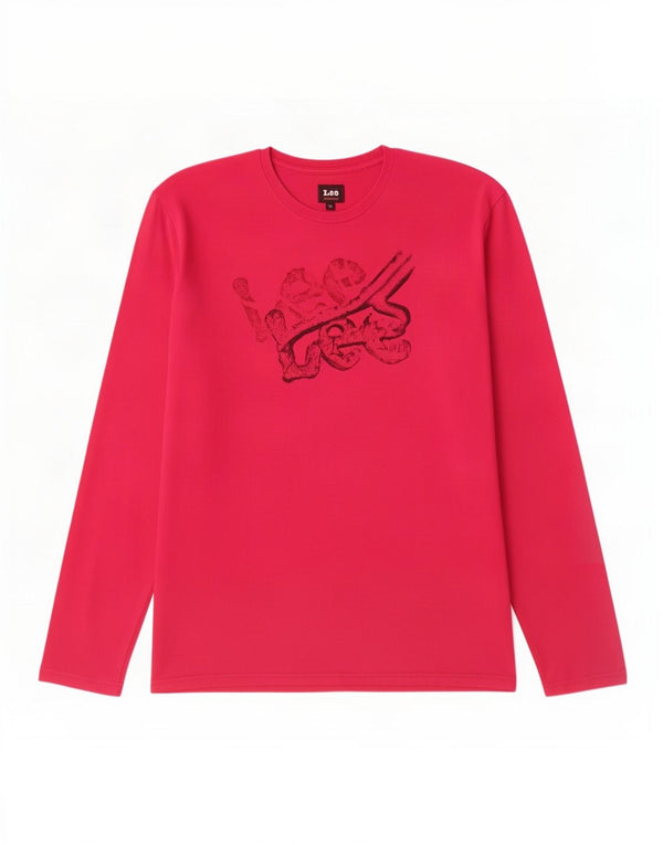 Lee Womens Graphic Top Langarm UK 18 XL Rosa Baumwolle