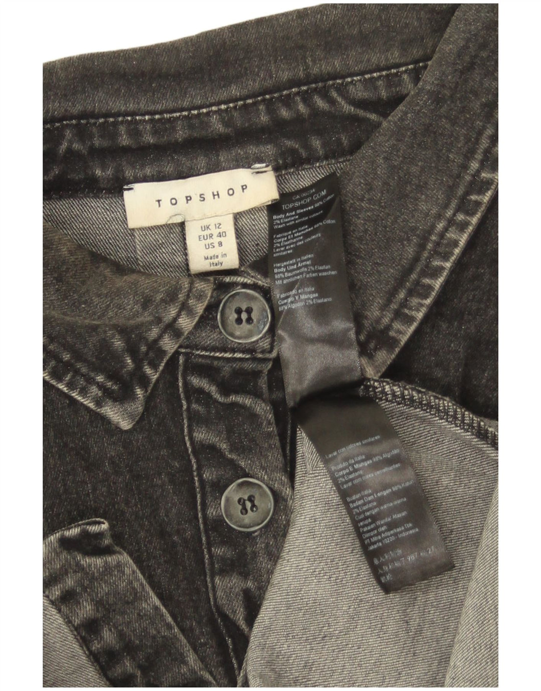 Topshop Damen Jeanshemd UK 12 Mittelgraue Baumwolle