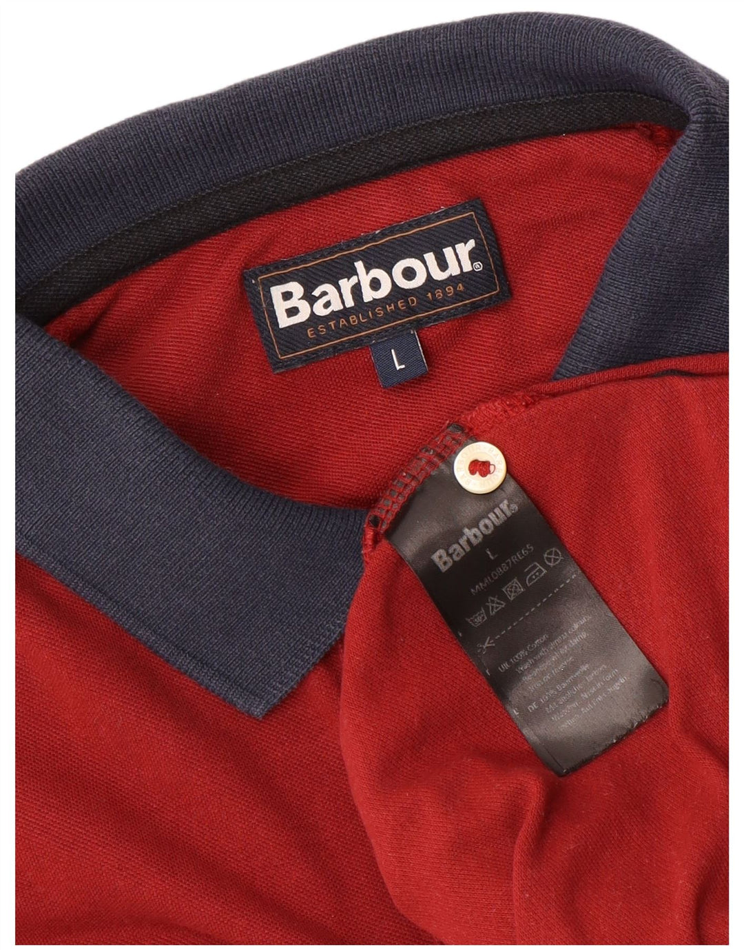 BARBOUR Herren-Poloshirt, große rote Baumwolle