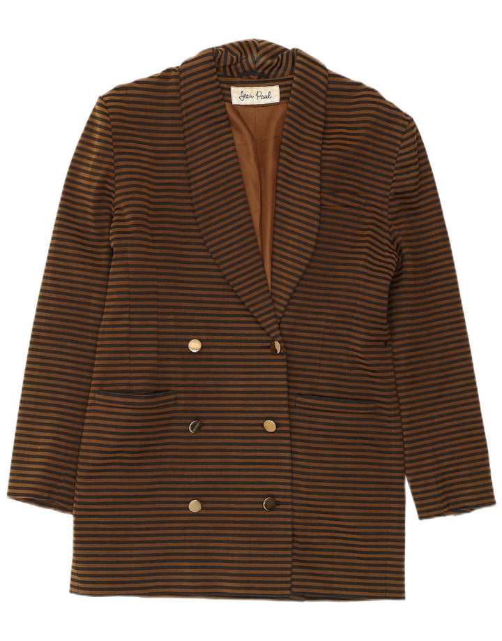 JEAN PAUL Womens Double Breasted Blazer Jacket UK 14 Large Brown Striped