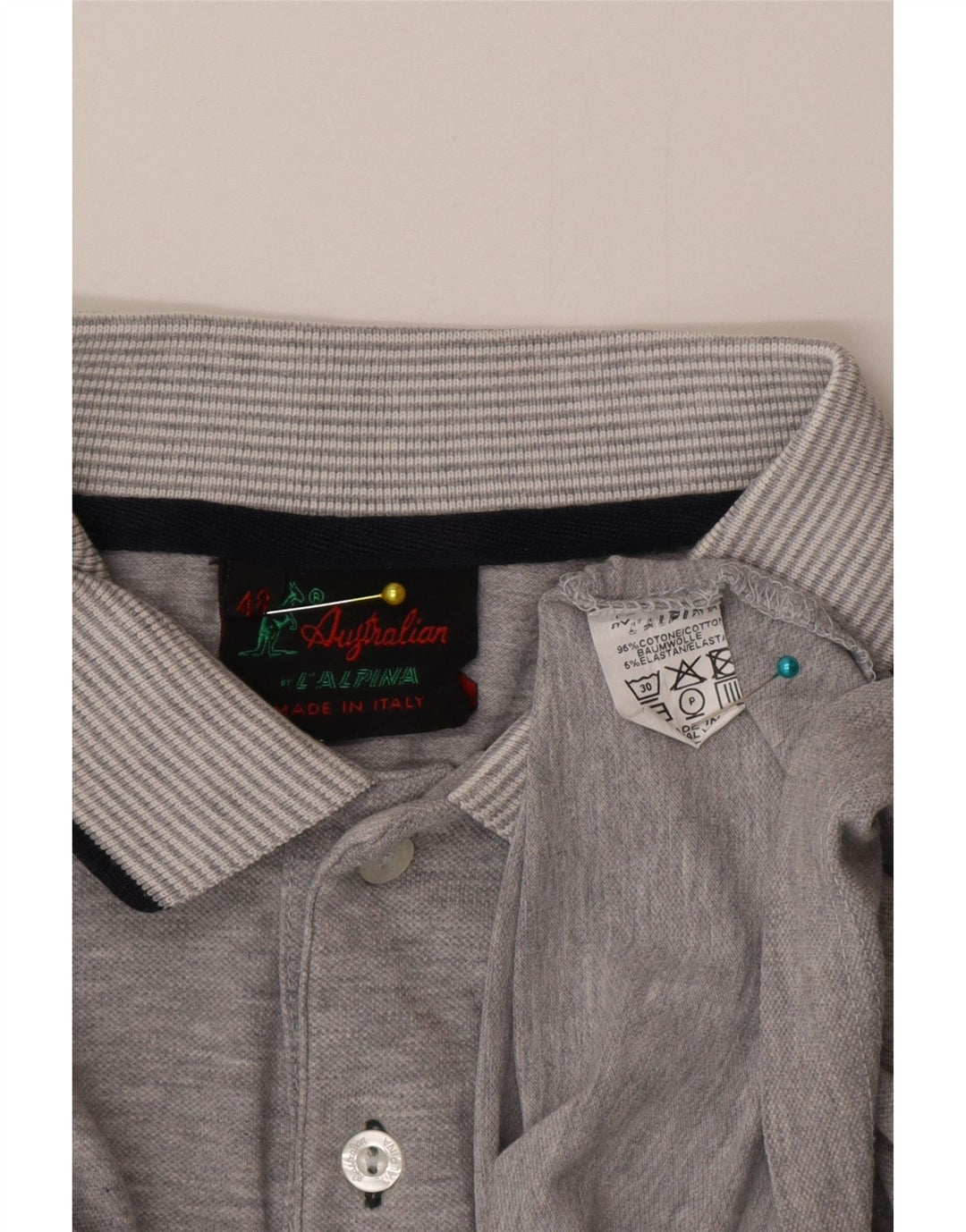 AUSTRALIAN L'ALPINA Herren-Poloshirt IT 48 mittelgraue Baumwolle