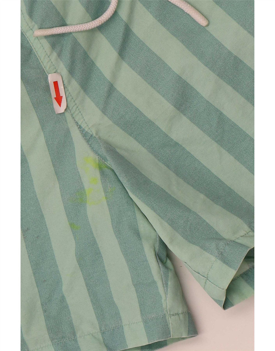 Zara Herren-Badeshorts aus mittelgrün gestreiftem Polyester