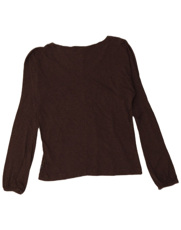 Armani Jeans Damen Graphic Top Langarm UK 16 Große braune Baumwolle