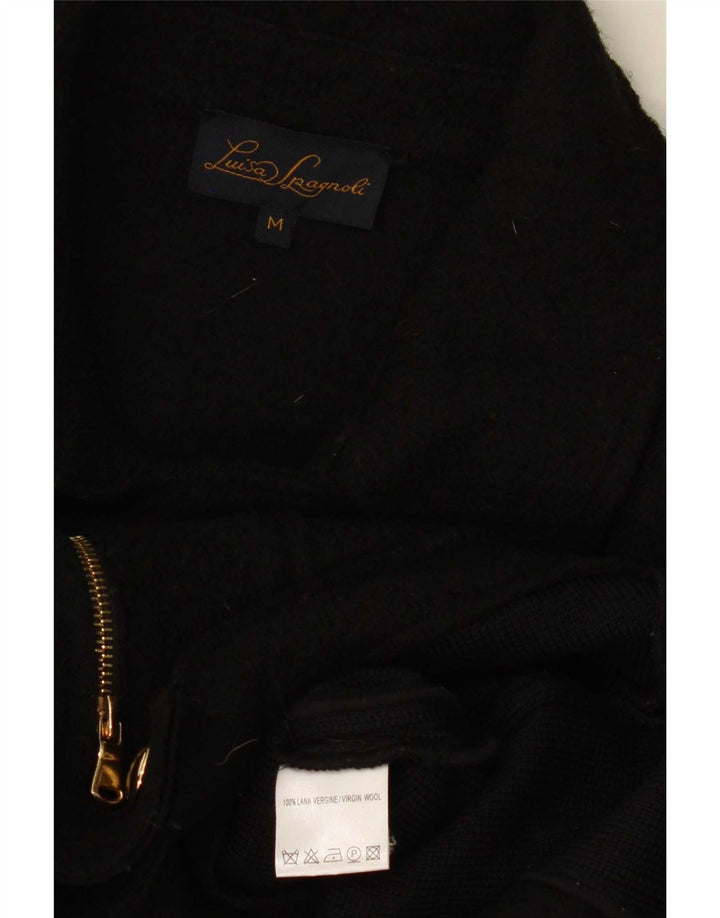 Luisa Spagnoli Damen Bikerjacke UK 14 Mittelschwarze Schurwolle