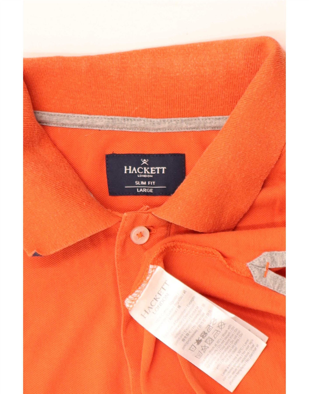 Hackett Herren-Poloshirt mit schmaler Passform, große orangefarbene Baumwolle