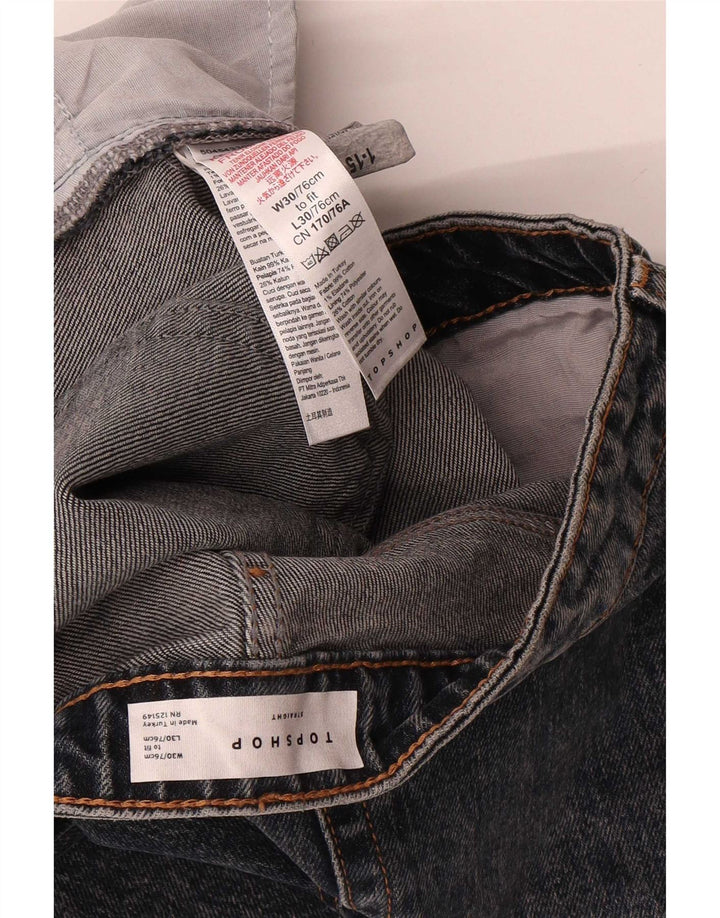 Topshop Damen-Cropped-Jeans, W30, L25, schwarze Baumwolle