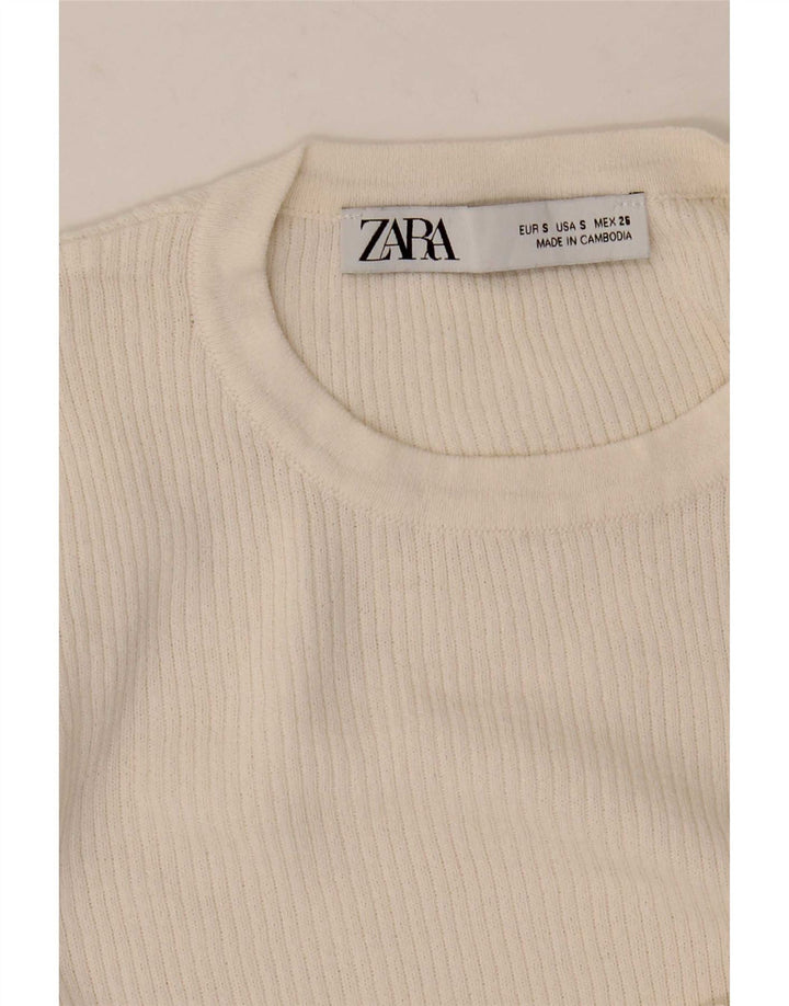 Zara Damen One Shoulder Top Langarm UK 8 Small Weiß