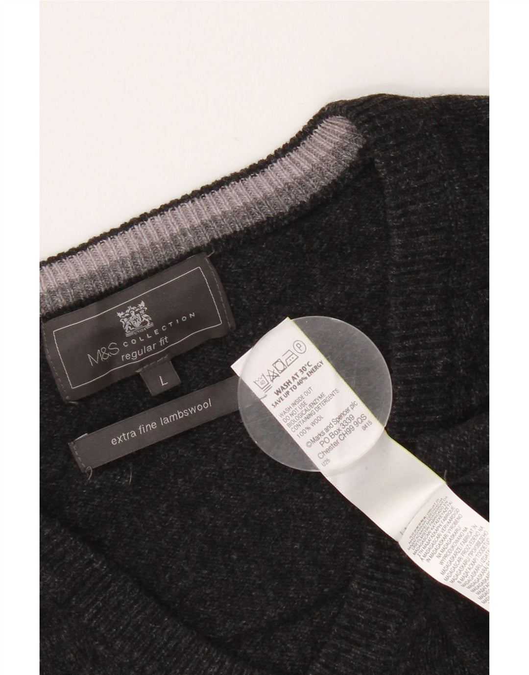 Marks & Spencer Herren-Pullover, reguläre Passform, V-Ausschnitt, große schwarze Wolle