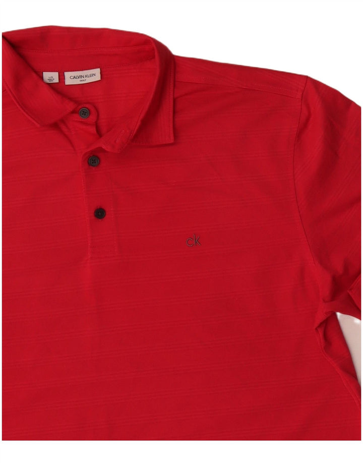 Calvin Klein Herren-Poloshirt, großes rotes Polyester