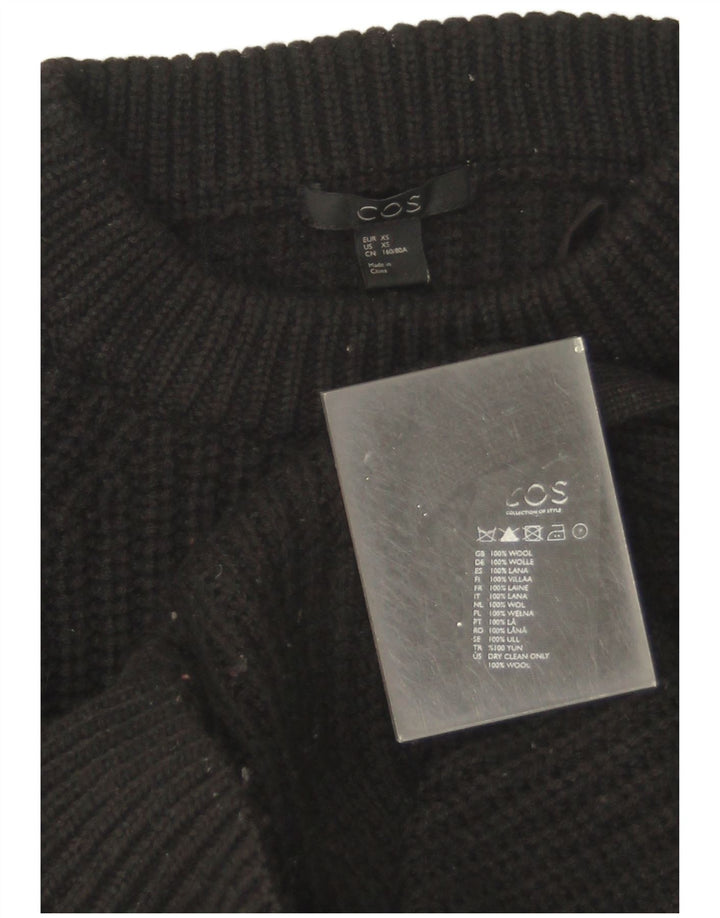 Cos Herren-Pullover mit Rundhalsausschnitt, XS, schwarze Wolle
