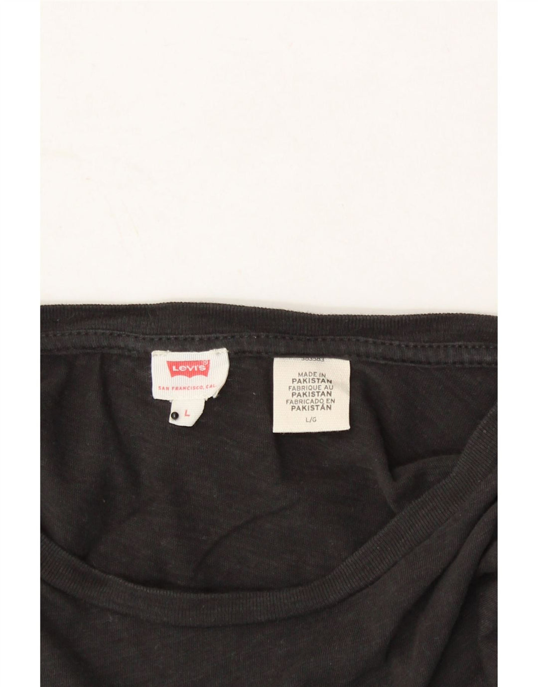 LEVI'S Womens T-Shirt Top UK 14 Large Black Cotton Vintage Levi's and Second-Hand Levi's from Messina Hembry 