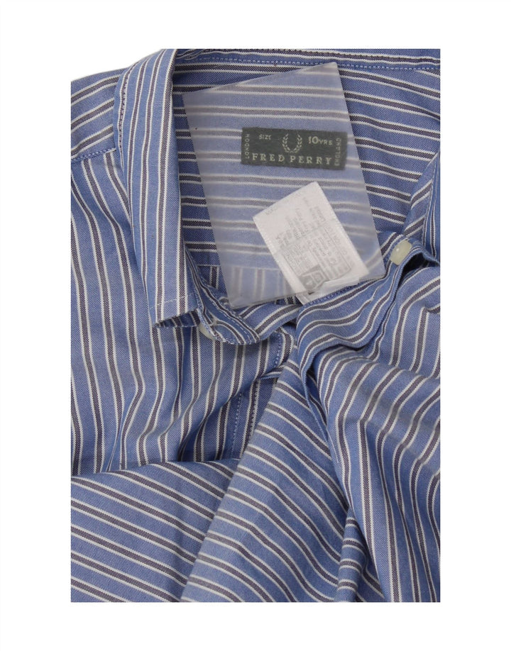 Fred Perry Hemd für Jungen, 9–10 Jahre, blaue Nadelstreifen-Baumwolle