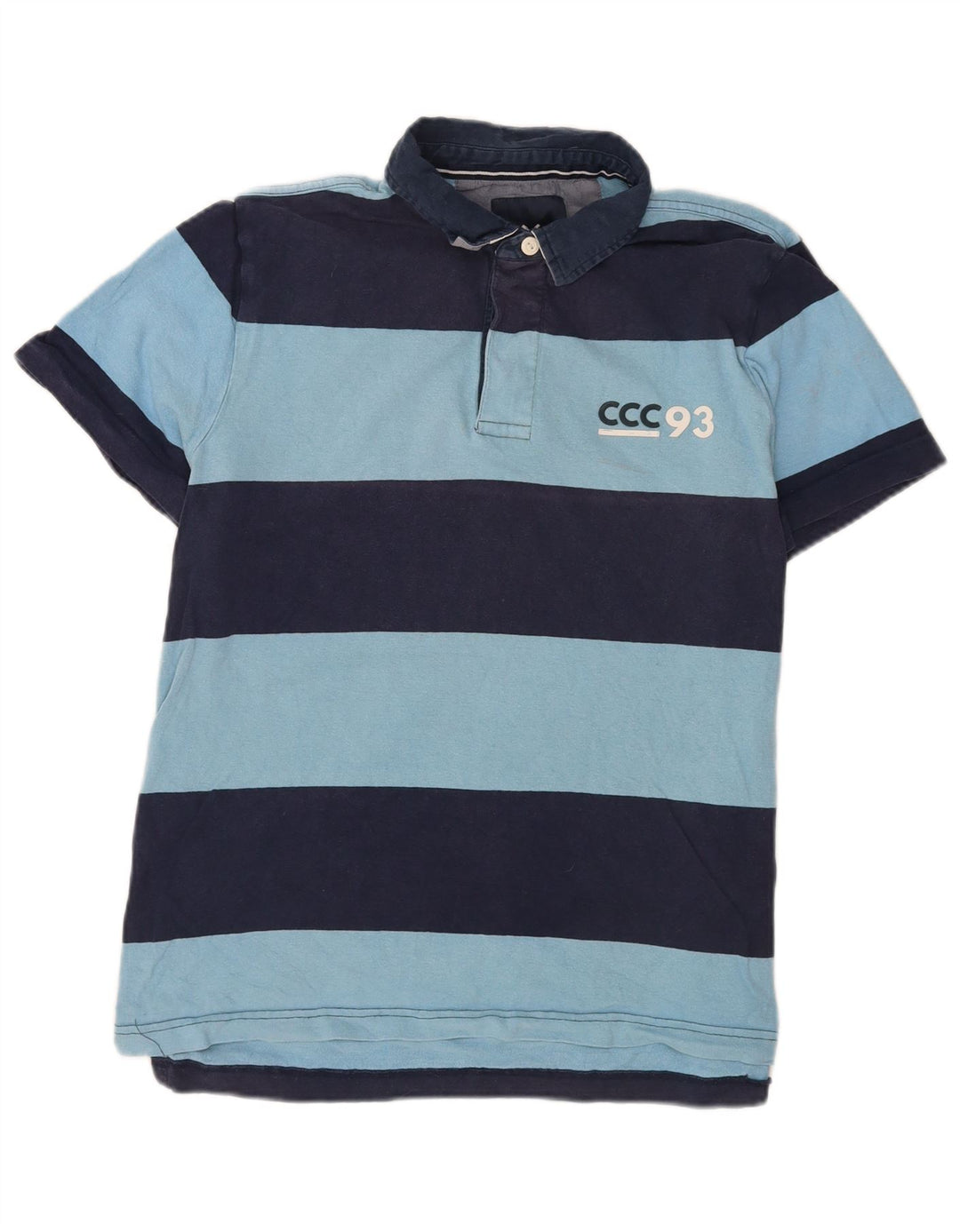 Crew Clothing Herren-Poloshirt mit Grafik, mittelblau, gestreift, Baumwolle