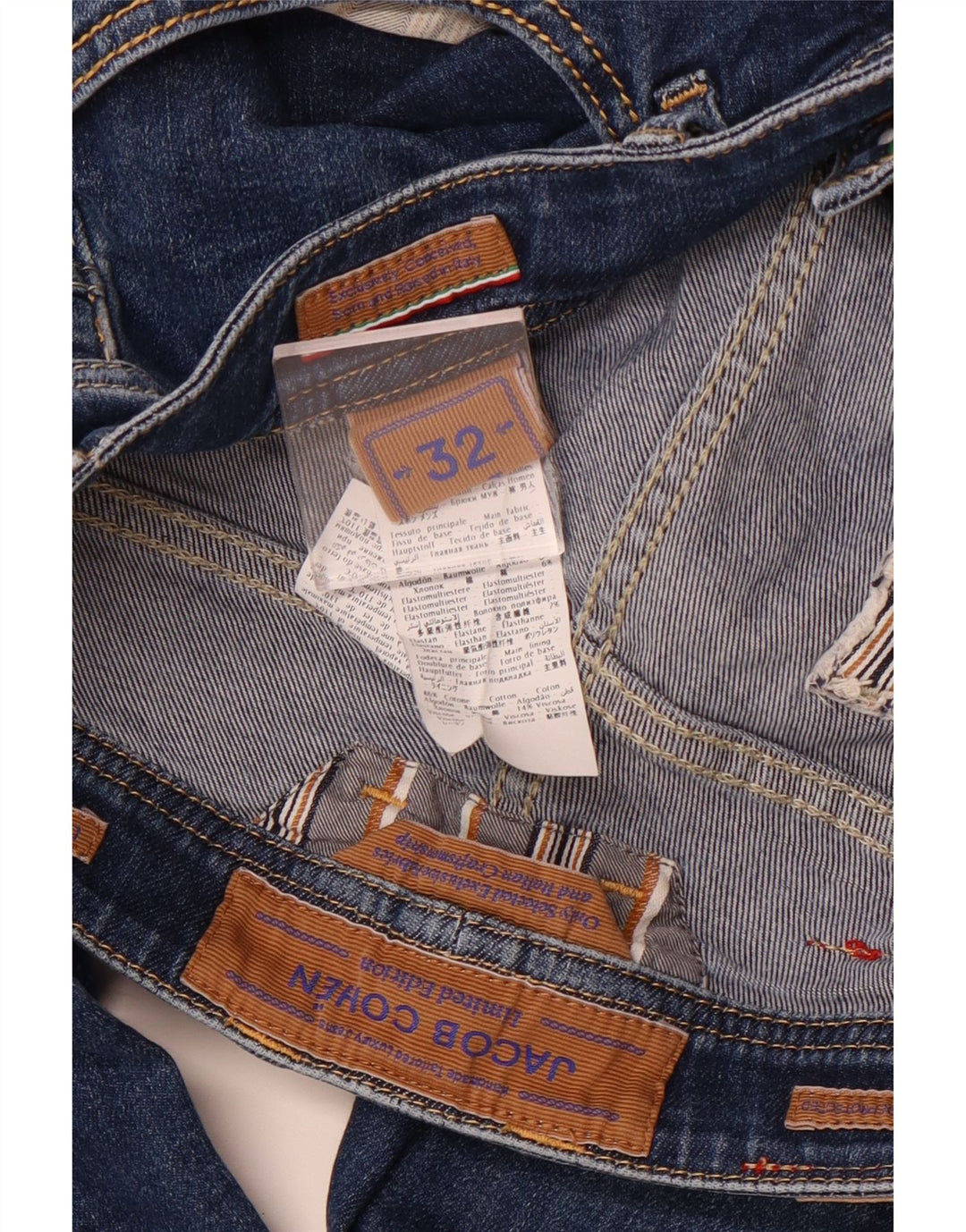 JACOB COHEN Damen Slim Jeans W32 L29 Marineblau Baumwolle