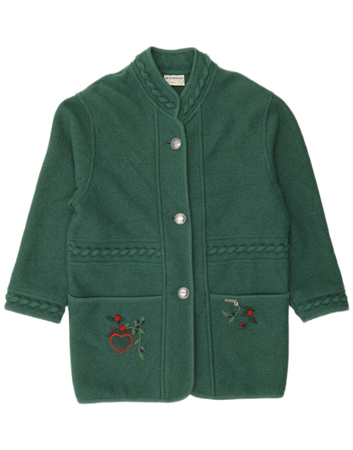 Stapf Womens Graphic Overcoat EU 42 Große grüne Blumen-Schurwolle