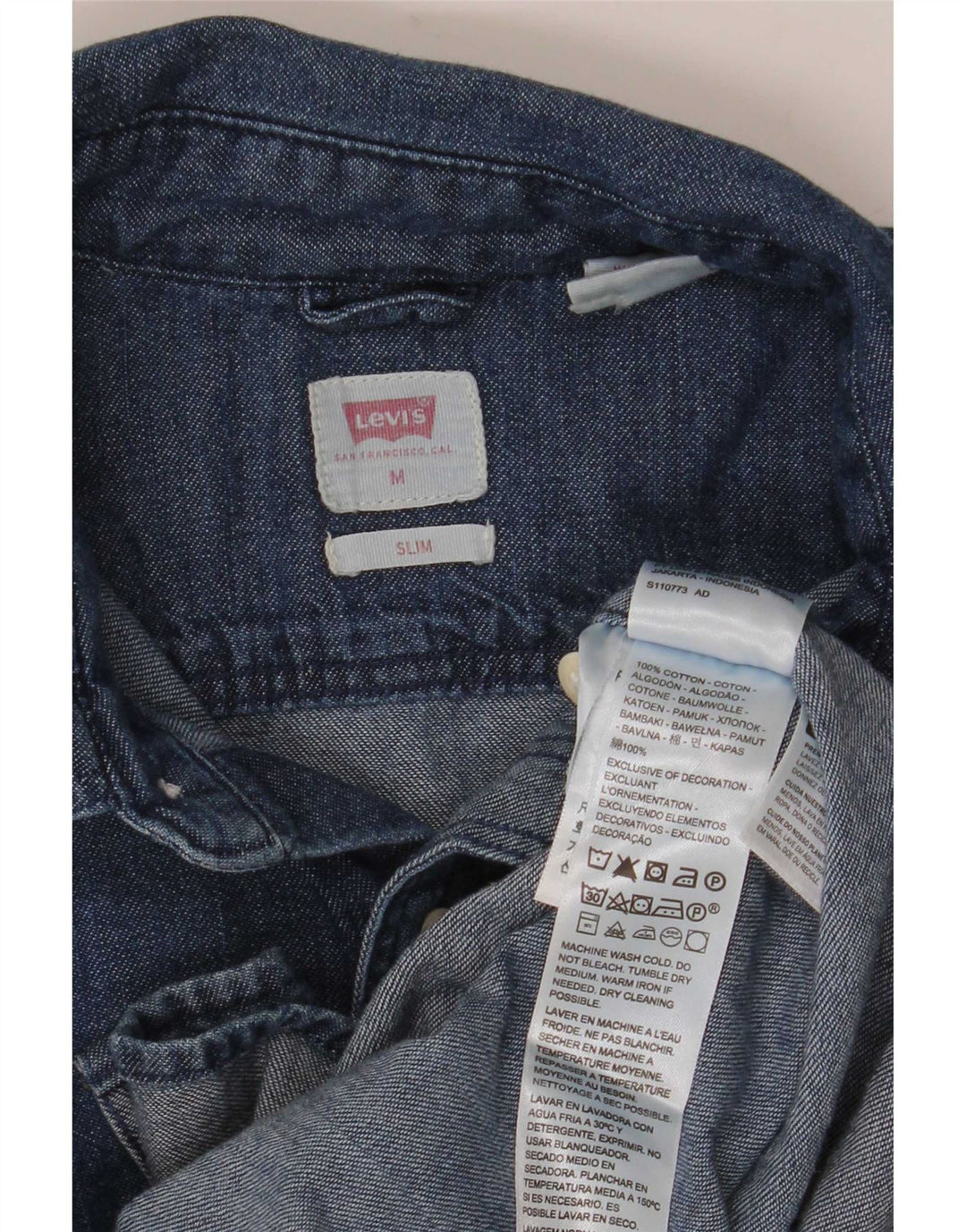 Levi's Herren Slim-Fit-Jeanshemd aus mittelblauer Baumwolle