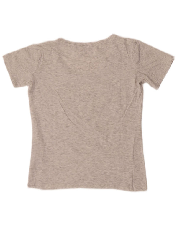 Guess Grafik-T-Shirt-Oberteil für Damen, UK 12, mittelgrau gefleckte Baumwolle