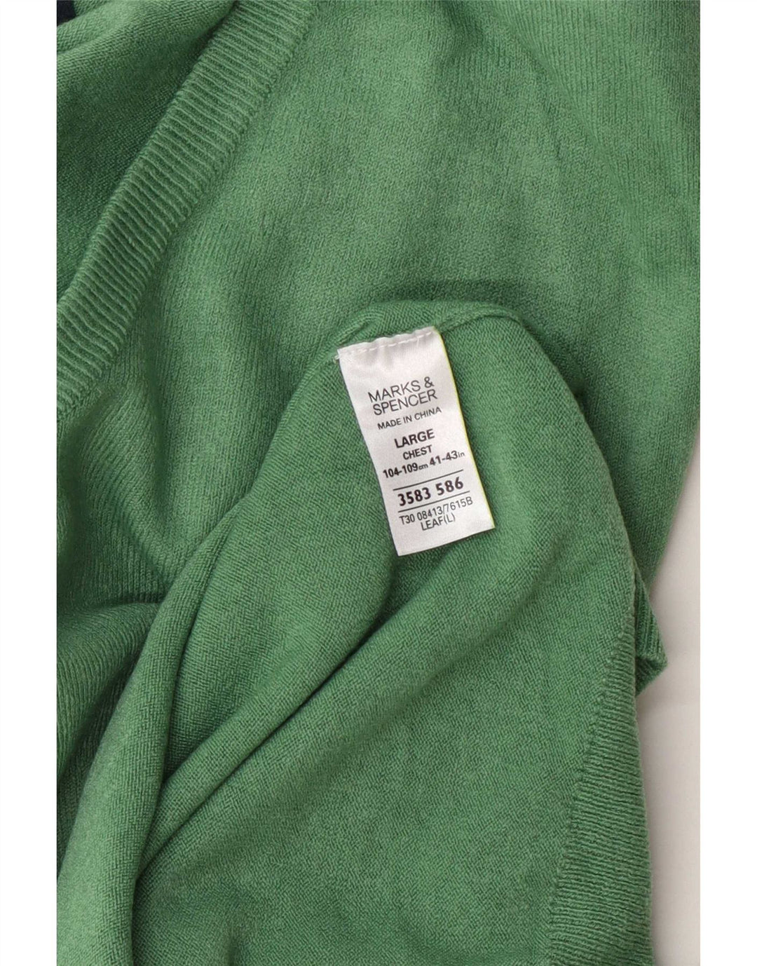 Marks & Spencer Herren-Pullover mit V-Ausschnitt, groß, grünes Acryl