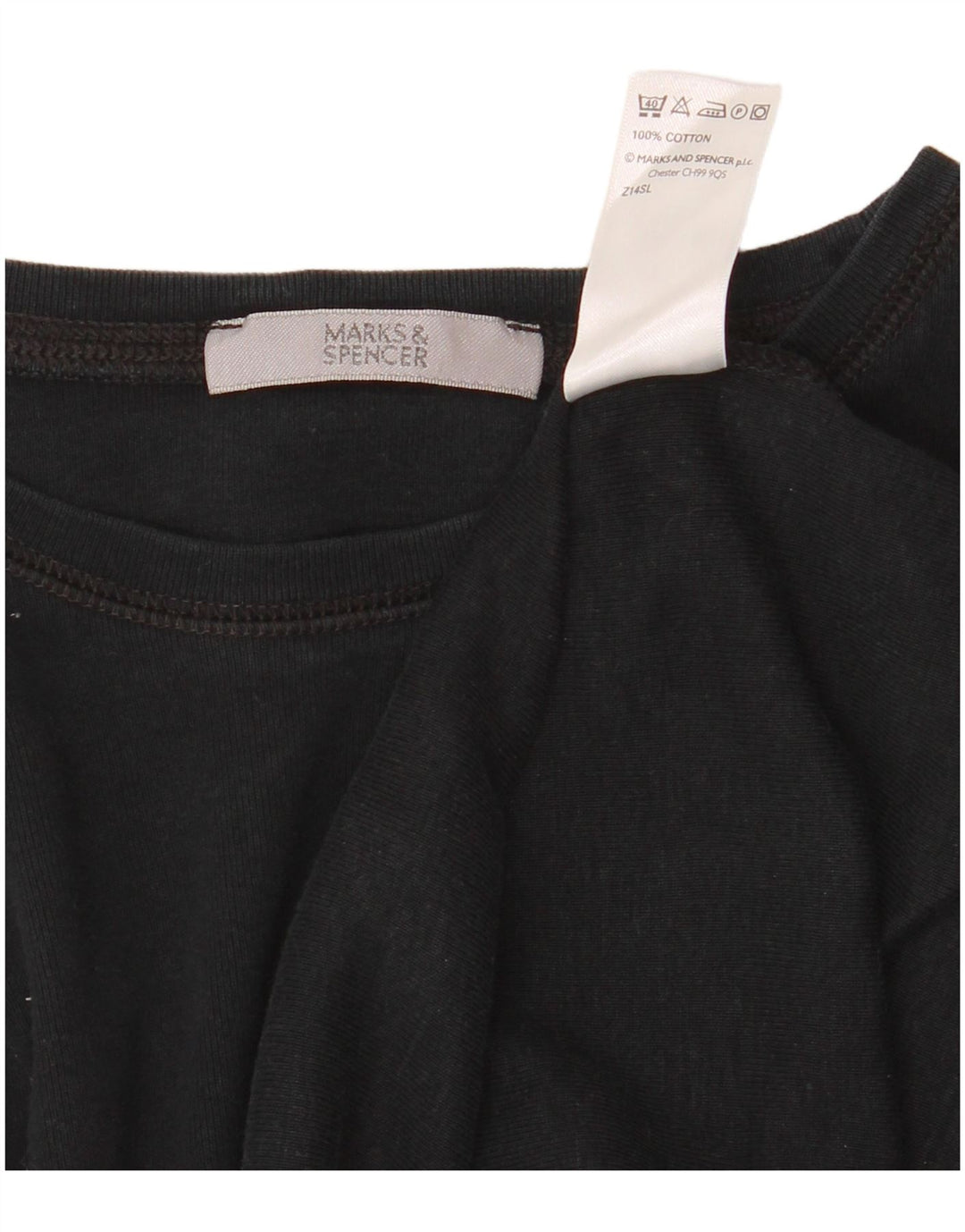 Marks & Spencer Damen Top Langarm UK 8 Small Schwarz Baumwolle