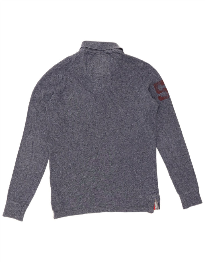 SUPERDRY Herren-Poloshirt mit Grafik, langärmelig, Größe S, Marineblau, Baumwolle