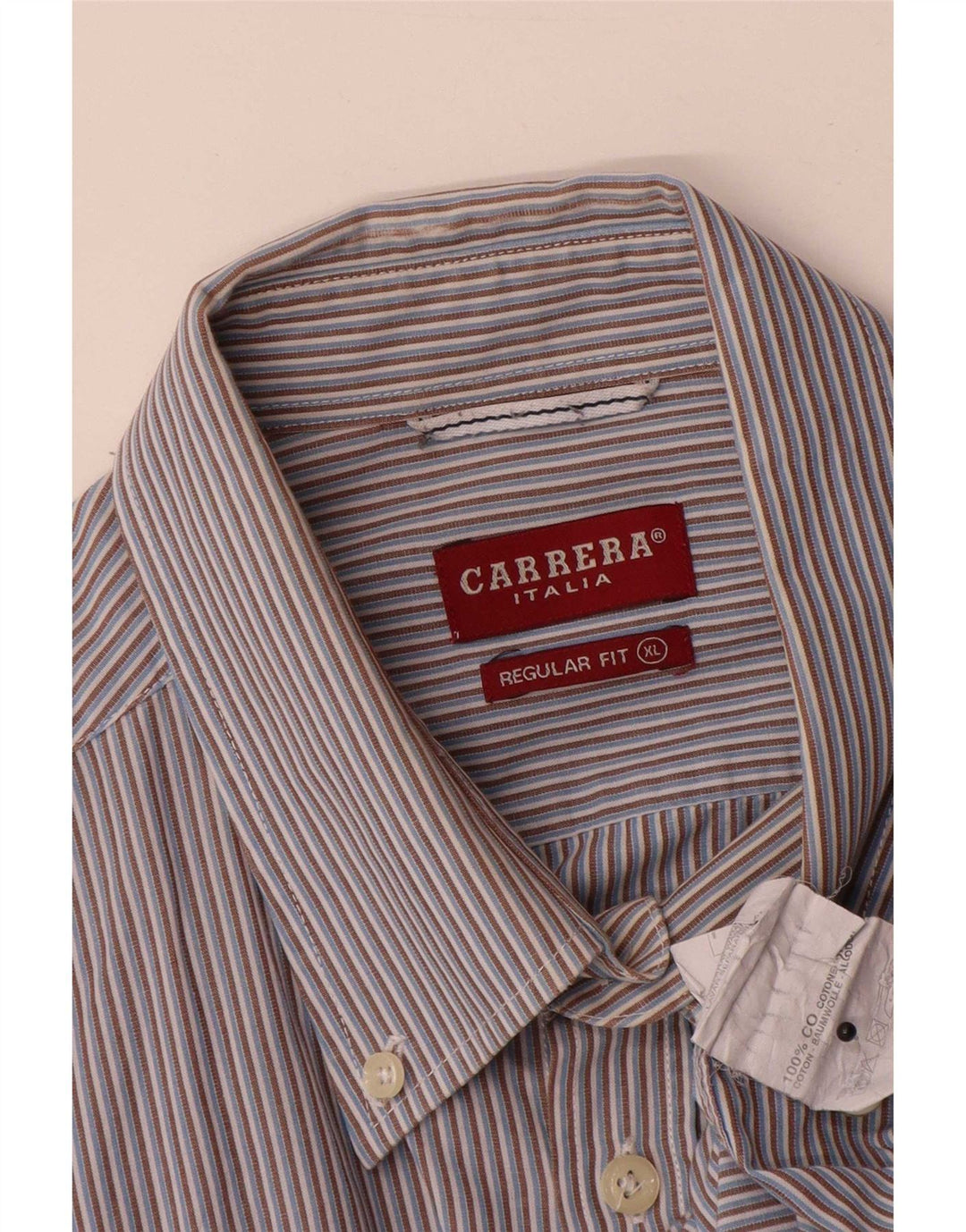 Carrera Herren-Hemd mit normaler Passform, XL, blaue Nadelstreifen-Baumwolle