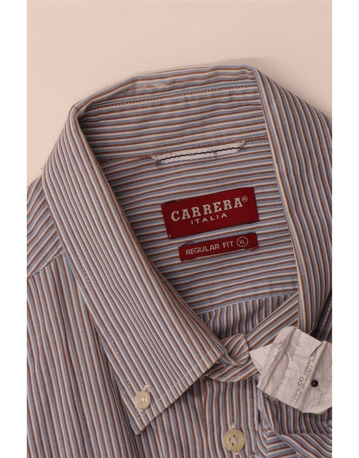 Carrera Herren-Hemd mit normaler Passform, XL, blaue Nadelstreifen-Baumwolle