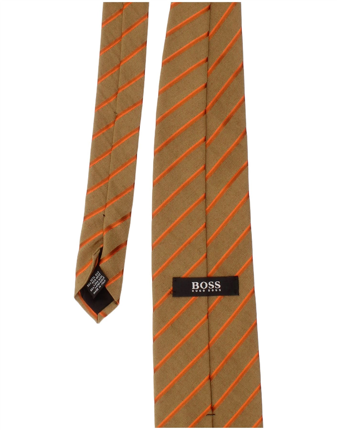 Hugo Boss Herren-Krawatte, Einheitsgröße, beige, gestreift, Seide, klassisch