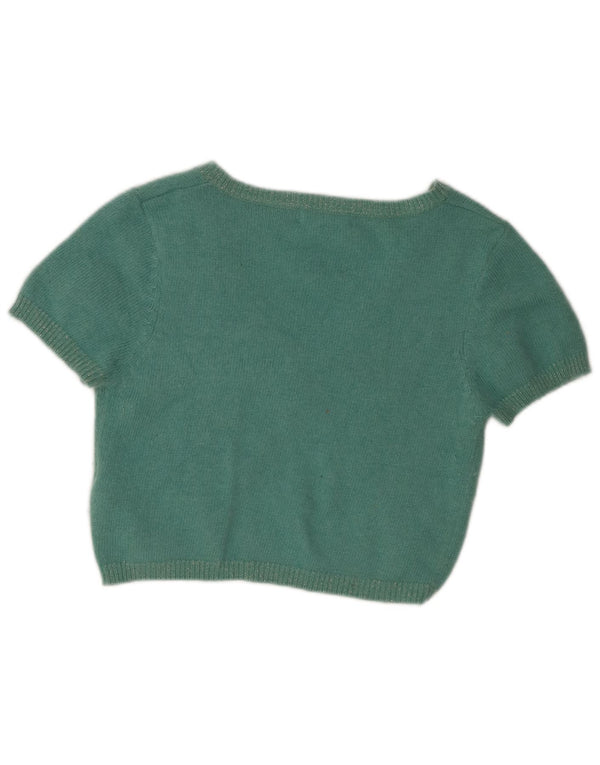 Topshop Kurzärmliges Crop-Cardigan-Oberteil für Damen UK 12 Mittelgrünes Nylon