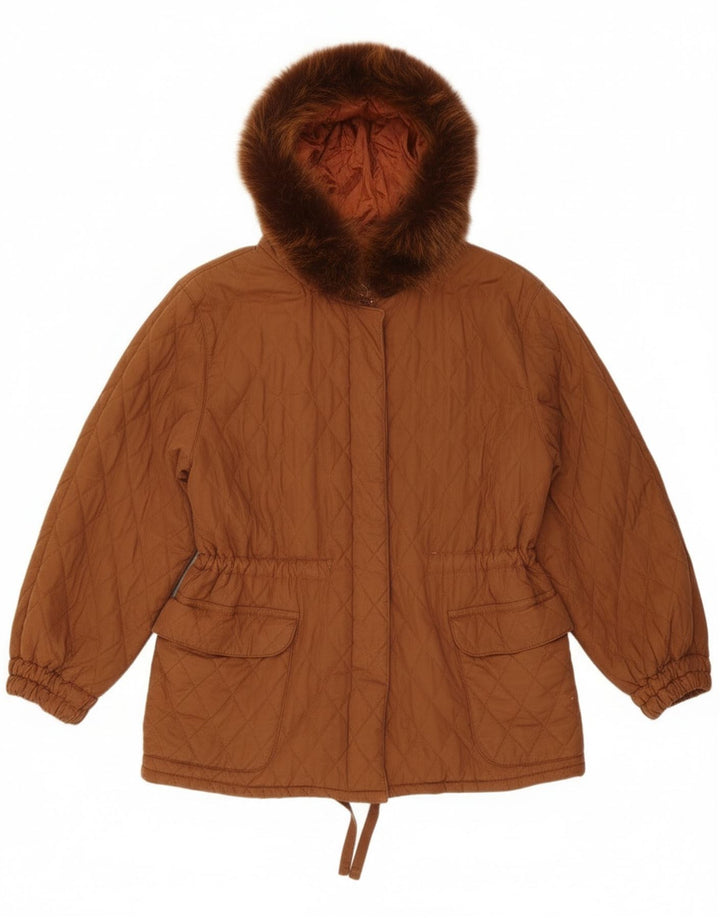Ileana Zara Damen Übergroße Steppjacke mit Kapuze IT 40 Small Braun