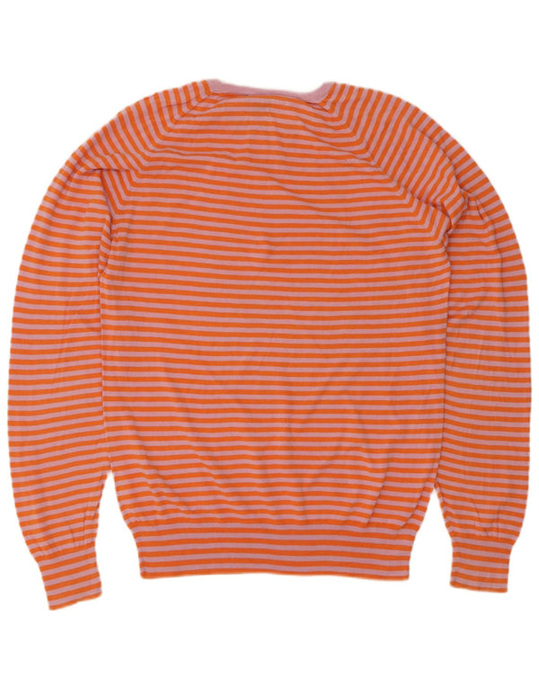 Paul Smith Damen-Pullover mit U-Boot-Ausschnitt, UK 14, mittelorange gestreift
