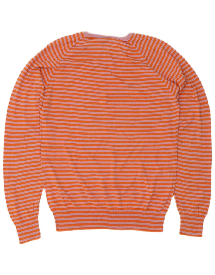 Paul Smith Damen-Pullover mit U-Boot-Ausschnitt, UK 14, mittelorange gestreift
