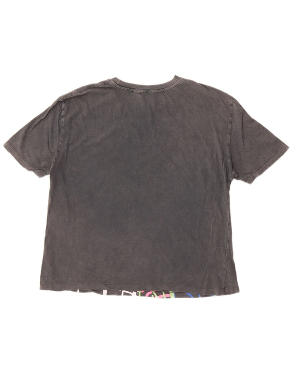 Übergroßes Grafik-T-Shirt-Oberteil von Zara für Damen, UK 10, Größe S, graue Baumwolle