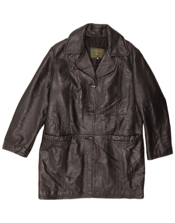 Vintage Damen Ledermantel IT 44 Medium Schwarz