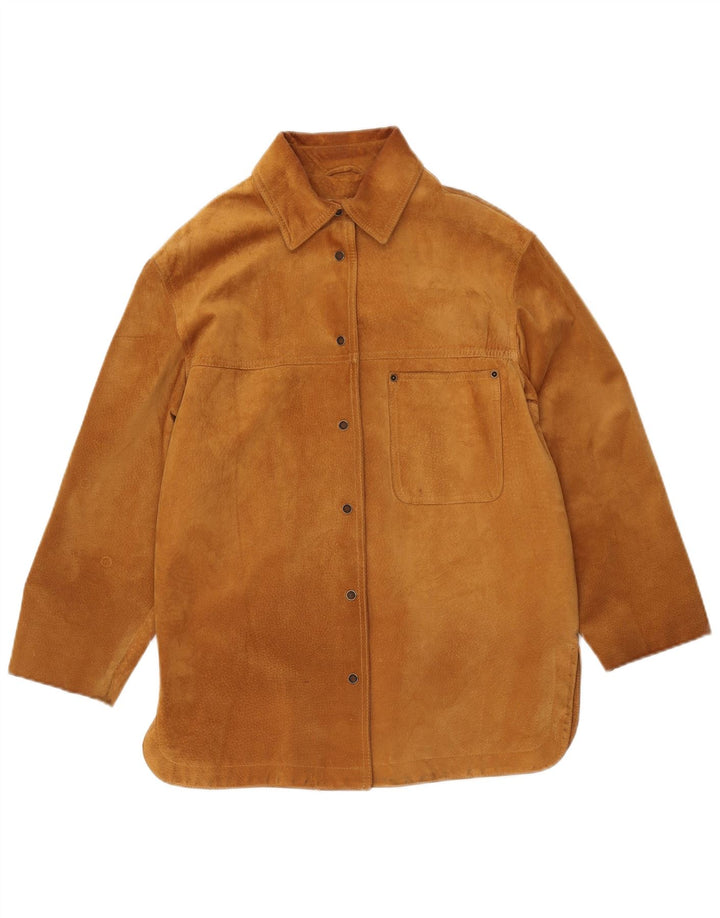 VINTAGE Damen Wildlederjacke IT 42 Mittelbeiges Leder